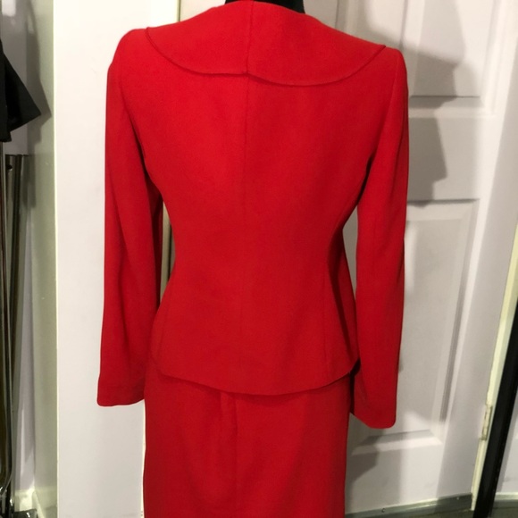 Anne Klein Suit Red Ruffle front tie waist sz 2P - Picture 2 of 7